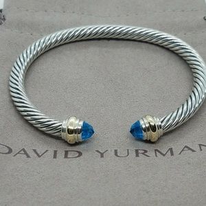 David Yurman 5mm Blue Topaz & Gold Bracelet